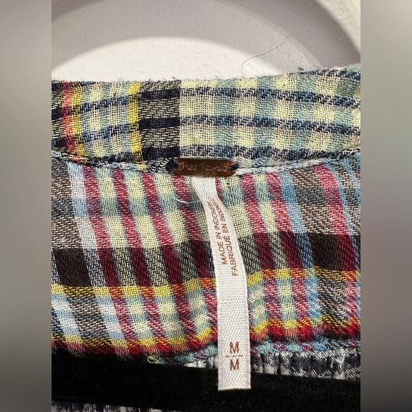Free People Come On Over Plaid Oversized Button-Front Long Sleeve, Size Medium - Picture 5 of 9